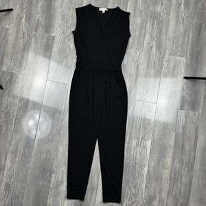 Michael Kors Michael Sleeveless Surplice Jumpsuit, Black, Size S